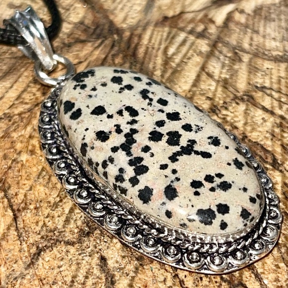 Spotted Dalmation Jasper Pendant 2 1/2” - Picture 7 of 12
